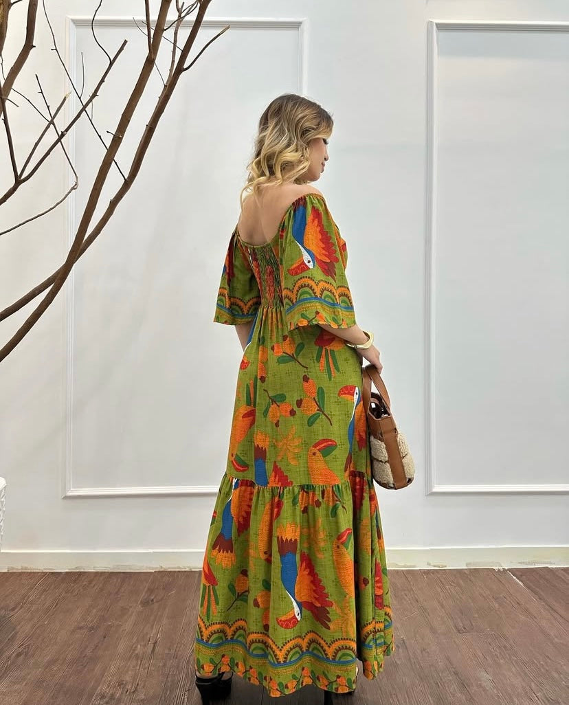Vestido Longo Amazônia Birds